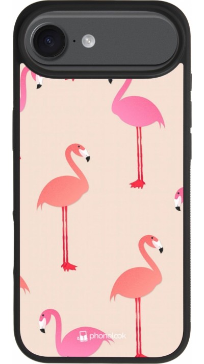 Coque iPhone Air - Silicone rigide noir Pink Flamingos Pattern