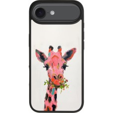 Coque iPhone Air - Silicone rigide noir Pink Girafe Paint