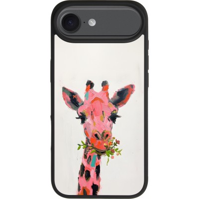 Coque iPhone Air - Silicone rigide noir Pink Girafe Paint