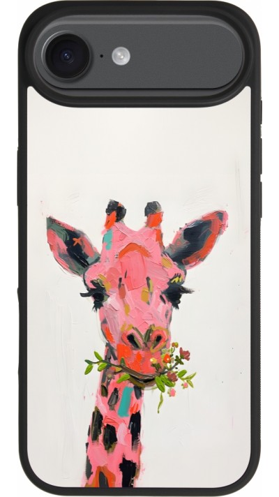 Coque iPhone Air - Silicone rigide noir Pink Girafe Paint