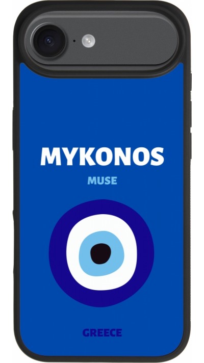 Coque iPhone Air - Silicone rigide noir Pop Summer Destination Mykonos