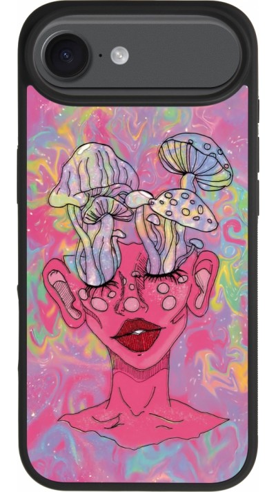 Coque iPhone Air - Silicone rigide noir Psychedelic pink mushroom Coque iPhone Air - Silicone rigide noir Psychedelic pink mushroom