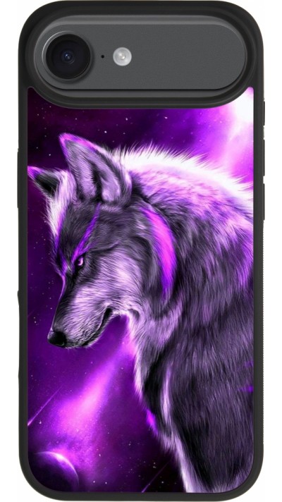Coque iPhone Air - Silicone rigide noir Purple Sky Wolf Coque iPhone Air - Silicone rigide noir Purple Sky Wolf