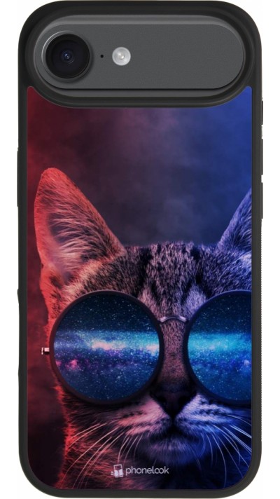 Coque iPhone Air - Silicone rigide noir Red Blue Cat Glasses Coque iPhone Air - Silicone rigide noir Red Blue Cat Glasses