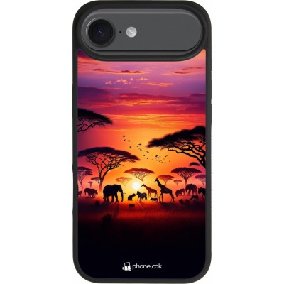 Coque iPhone Air - Silicone rigide noir Safari sunset wildlife