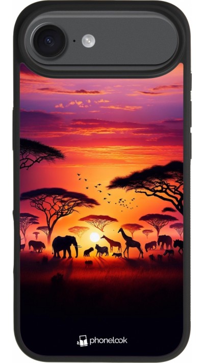 Coque iPhone Air - Silicone rigide noir Safari sunset wildlife Coque iPhone Air - Silicone rigide noir Safari sunset wildlife