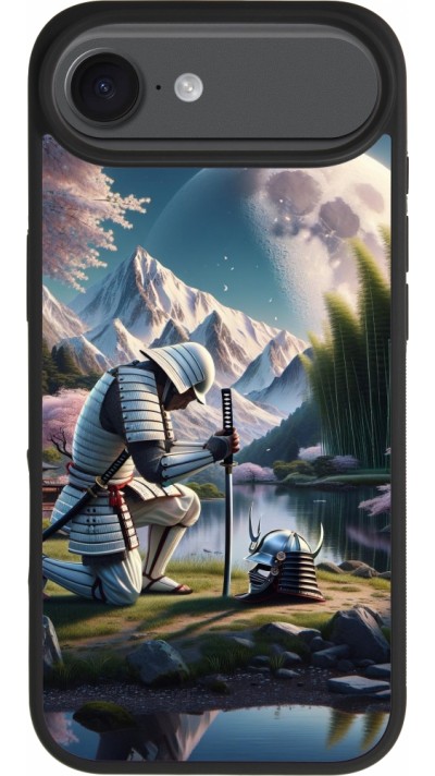 Coque iPhone Air - Silicone rigide noir Samurai Katana Lune Coque iPhone Air - Silicone rigide noir Samurai Katana Lune
