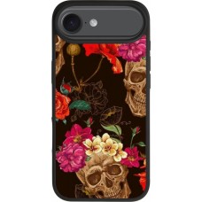 iPhone Air Case Hülle - Silikon schwarz Skulls and flowers