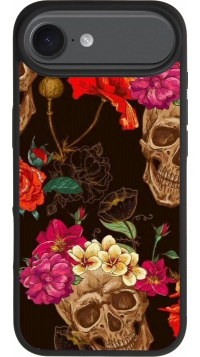 Coque iPhone Air - Silicone rigide noir Skulls and flowers Coque iPhone Air - Silicone rigide noir Skulls and flowers