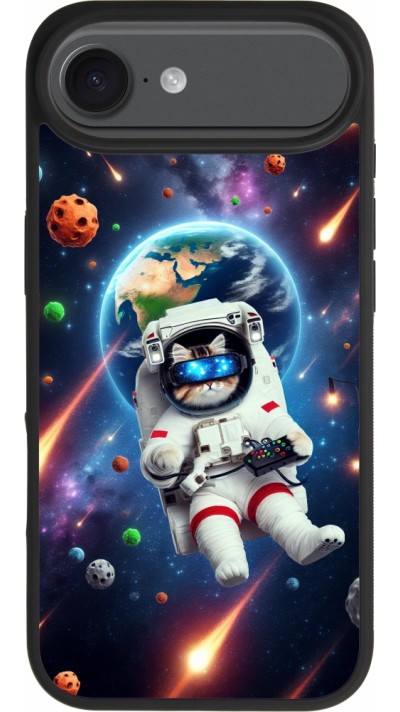 iPhone 17 Air Case Hülle - Silikon schwarz VR SpaceCat Odyssee