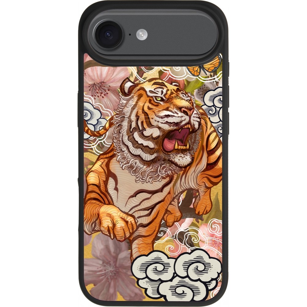 Coque iPhone Air - Silicone rigide noir Spring 23 japanese tiger