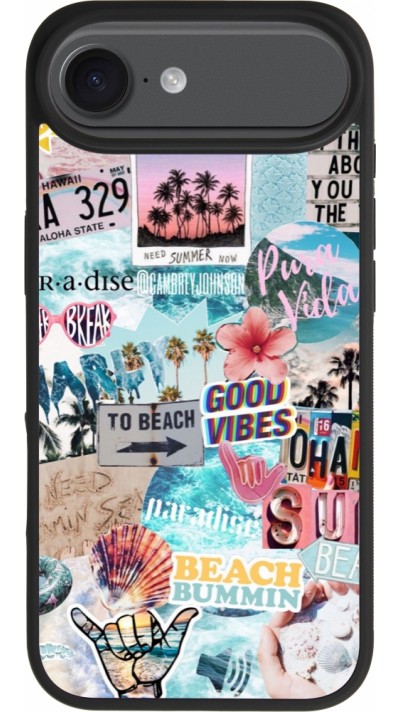 Coque iPhone Air - Silicone rigide noir Summer 20 collage Coque iPhone Air - Silicone rigide noir Summer 20 collage