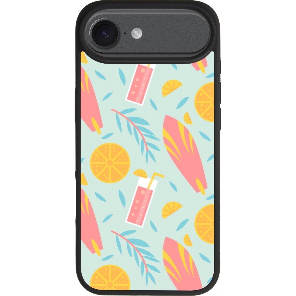 Coque iPhone Air - Silicone rigide noir Summer 2025 Pattern citron