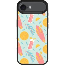 Coque iPhone Air - Silicone rigide noir Summer 2025 Pattern citron