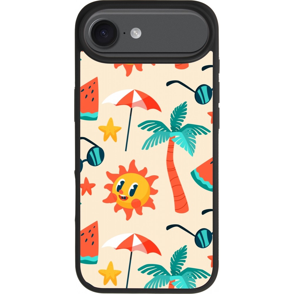 Coque iPhone Air - Silicone rigide noir Summer 2025 Pattern soleil