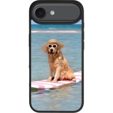 Coque iPhone Air - Silicone rigide noir Summer Dog on Paddle