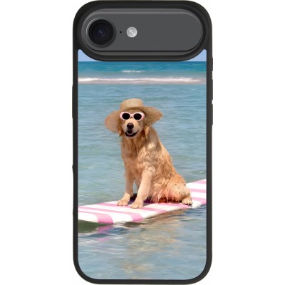 iPhone Air Case Hülle - Silikon schwarz Summer Dog on Paddle