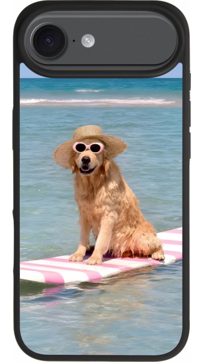 Coque iPhone Air - Silicone rigide noir Summer Dog on Paddle Coque iPhone Air - Silicone rigide noir Summer Dog on Paddle