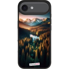 Coque iPhone Air - Silicone rigide noir Sunset Forest Lake
