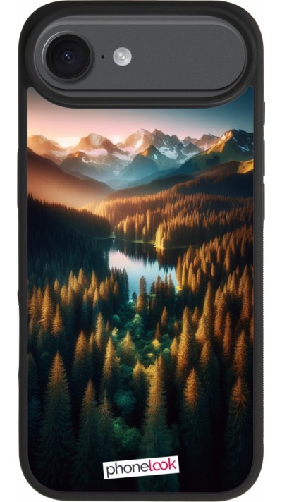 Coque iPhone Air - Silicone rigide noir Sunset Forest Lake Coque iPhone Air - Silicone rigide noir Sunset Forest Lake