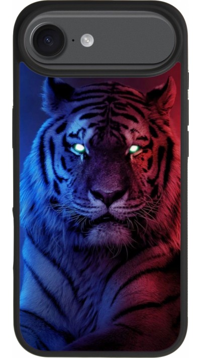 Coque iPhone Air - Silicone rigide noir Tiger Blue Red Coque iPhone Air - Silicone rigide noir Tiger Blue Red