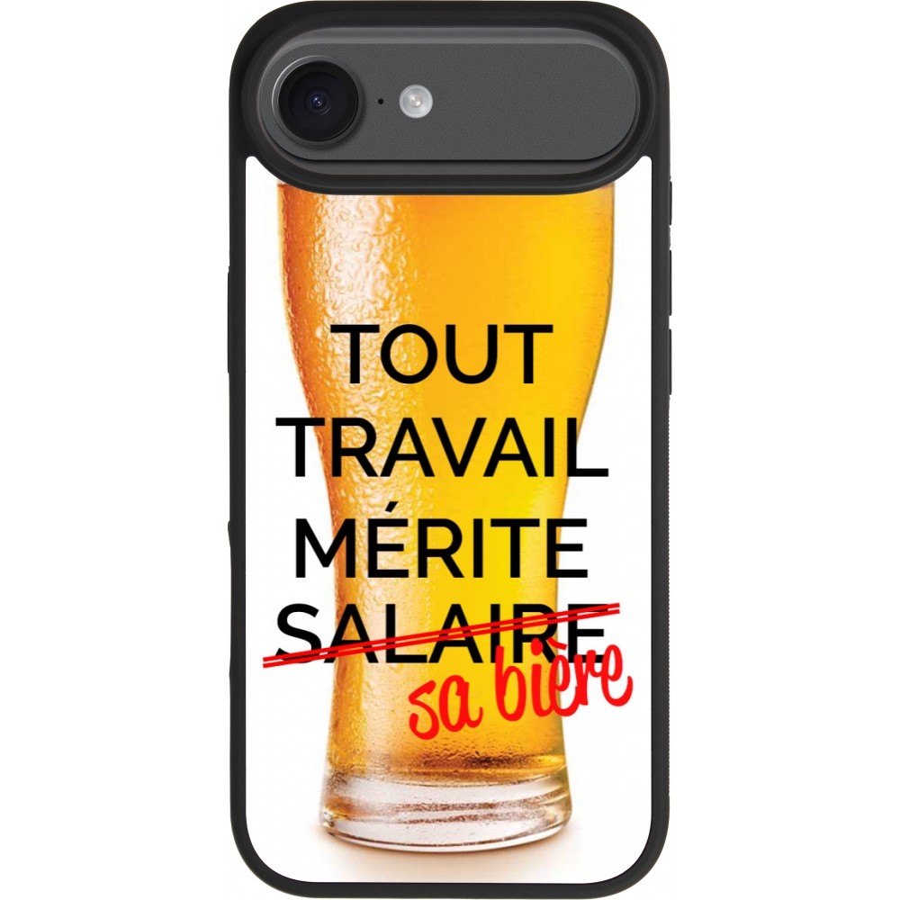 Coque iPhone Air - Silicone rigide noir Tout travail mérite sa bière