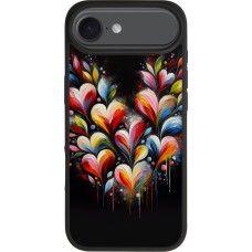 Coque iPhone 17 Air - Silicone rigide noir Valentine 2024 Coeur Noir Abstrait