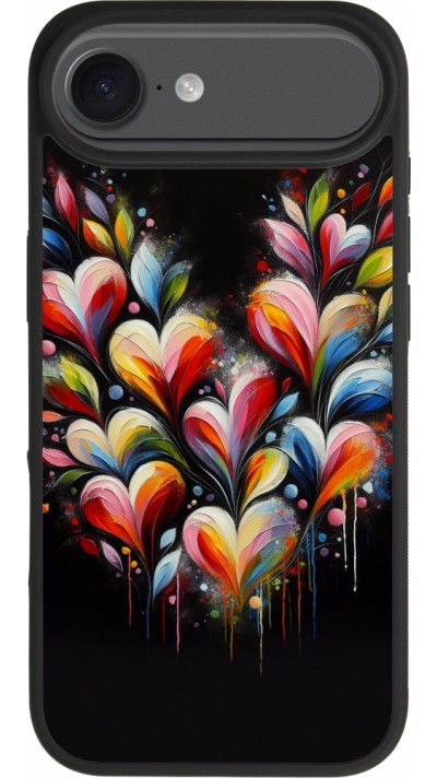 Coque iPhone 17 Air - Silicone rigide noir Valentine 2024 Coeur Noir Abstrait