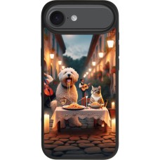 Coque iPhone 17 Air - Silicone rigide noir Valentine 2024 Dog & Cat Candlelight