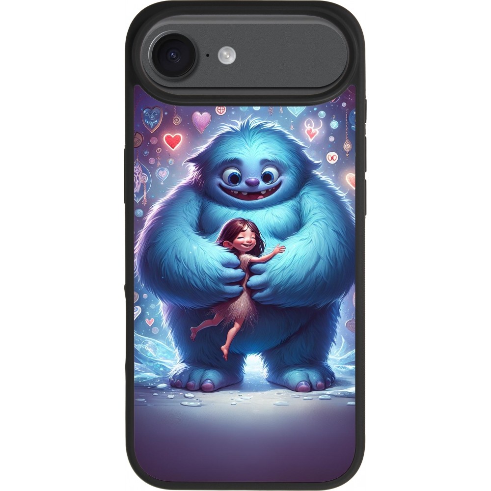 Coque iPhone 17 Air - Silicone rigide noir Valentine 2024 Fluffy Love
