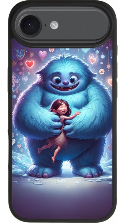 Coque iPhone 17 Air - Silicone rigide noir Valentine 2024 Fluffy Love
