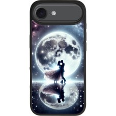 Coque iPhone 17 Air - Silicone rigide noir Valentine 2024 Love under the moon