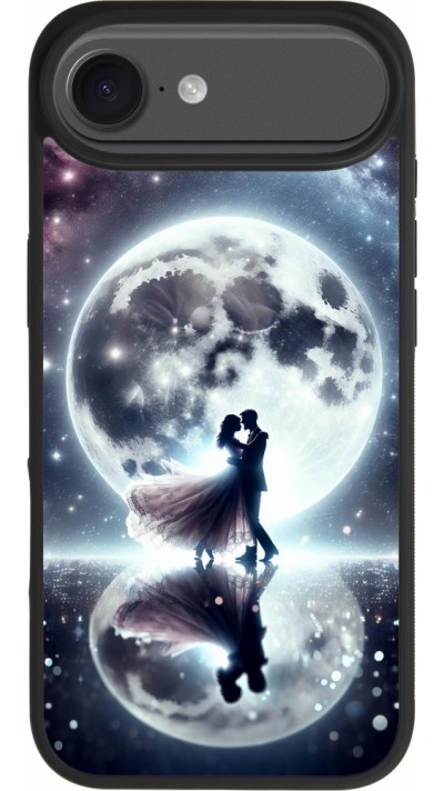 Coque iPhone 17 Air - Silicone rigide noir Valentine 2024 Love under the moon