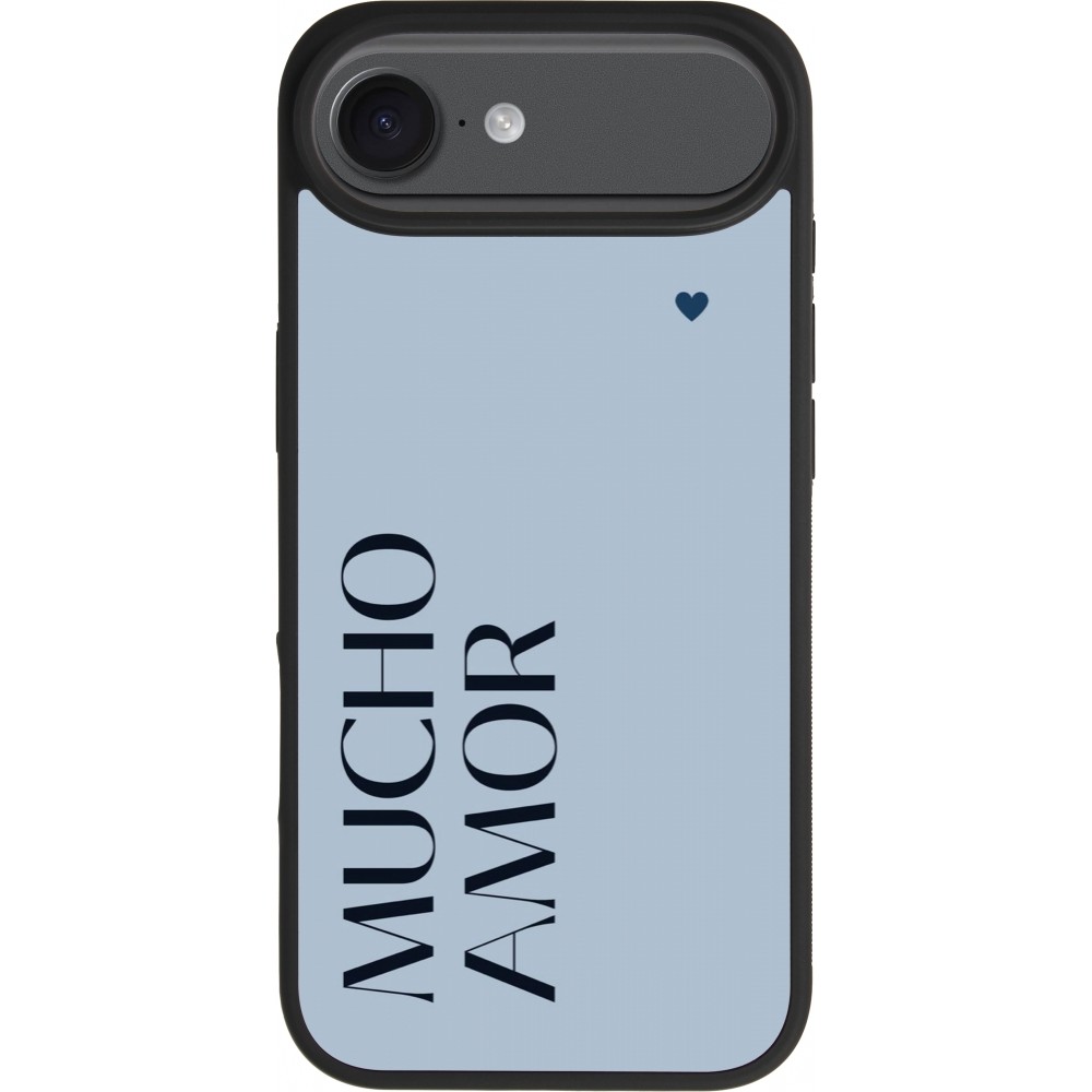 iPhone 17 Air Case Hülle - Silikon schwarz Valentine 2024 mucho amor azul