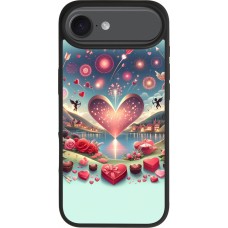 Coque iPhone 17 Air - Silicone rigide noir Valentine 2025 Chic