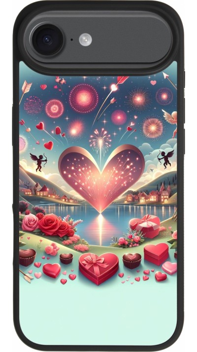 Coque iPhone 17 Air - Silicone rigide noir Valentine 2025 Chic