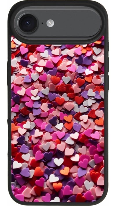 Coque iPhone 17 Air - Silicone rigide noir Valentine 2025 Confetti