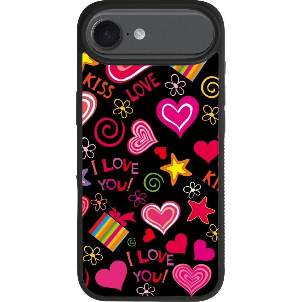 iPhone 17 Air Case Hülle - Silikon schwarz Valentine 2023 love symbols