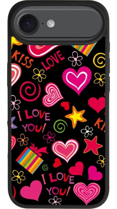 iPhone 17 Air Case Hülle - Silikon schwarz Valentine 2023 love symbols