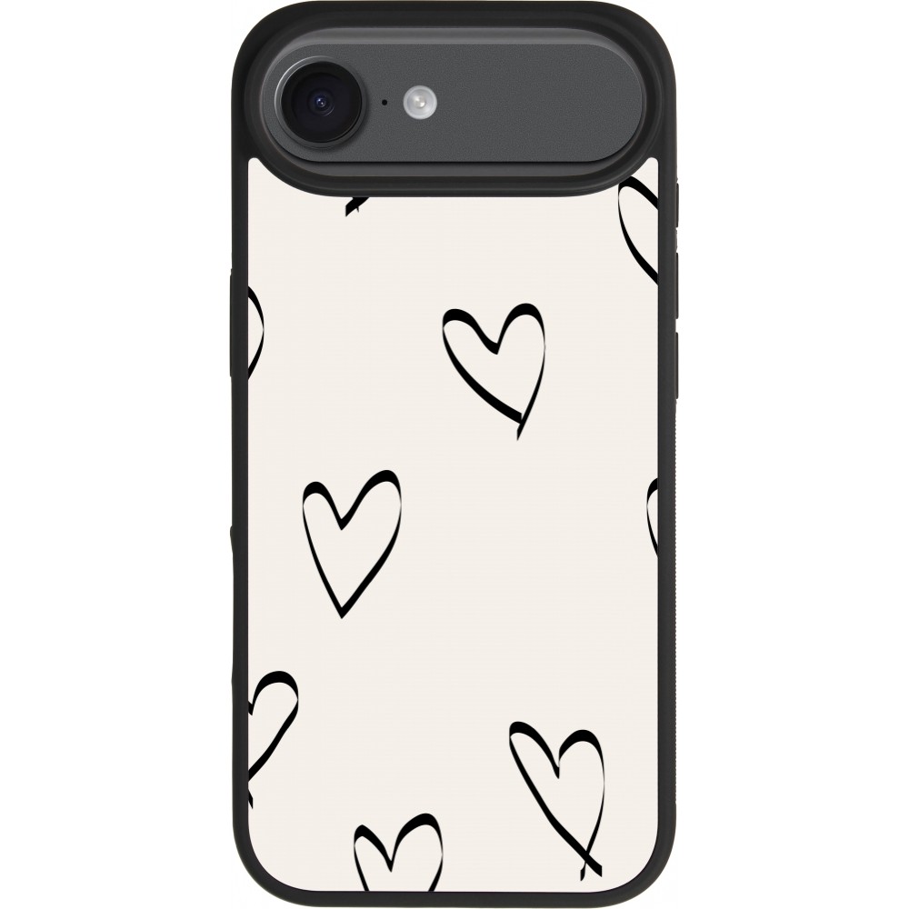 iPhone 17 Air Case Hülle - Silikon schwarz Valentine 2023 minimalist hearts