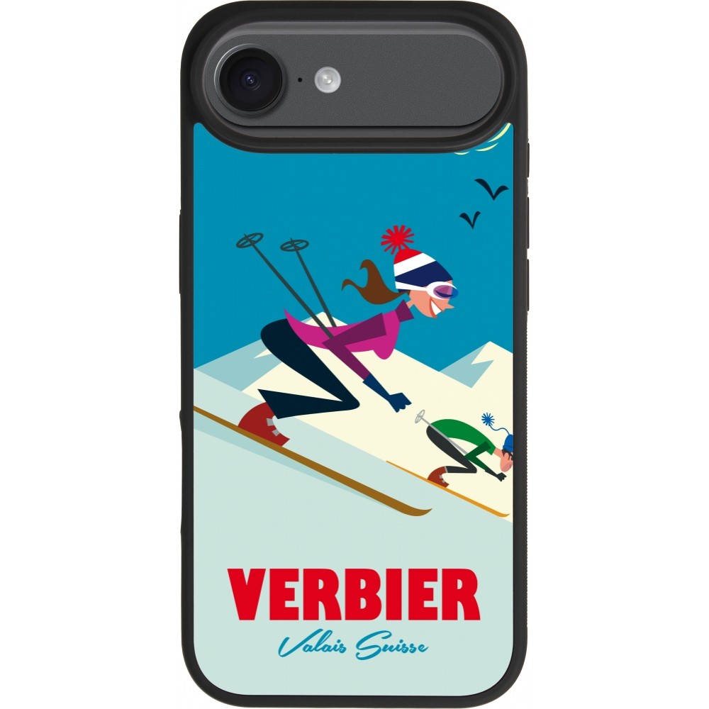 iPhone 17 Air Case Hülle - Silikon schwarz Verbier Ski Downhill