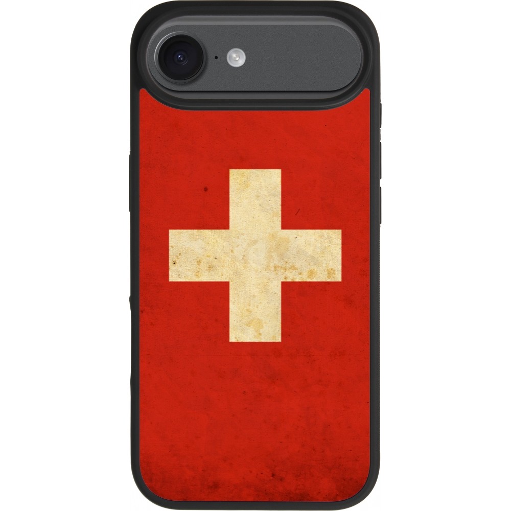iPhone 17 Air Case Hülle - Silikon schwarz Vintage Flag SWISS