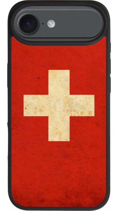 iPhone 17 Air Case Hülle - Silikon schwarz Vintage Flag SWISS