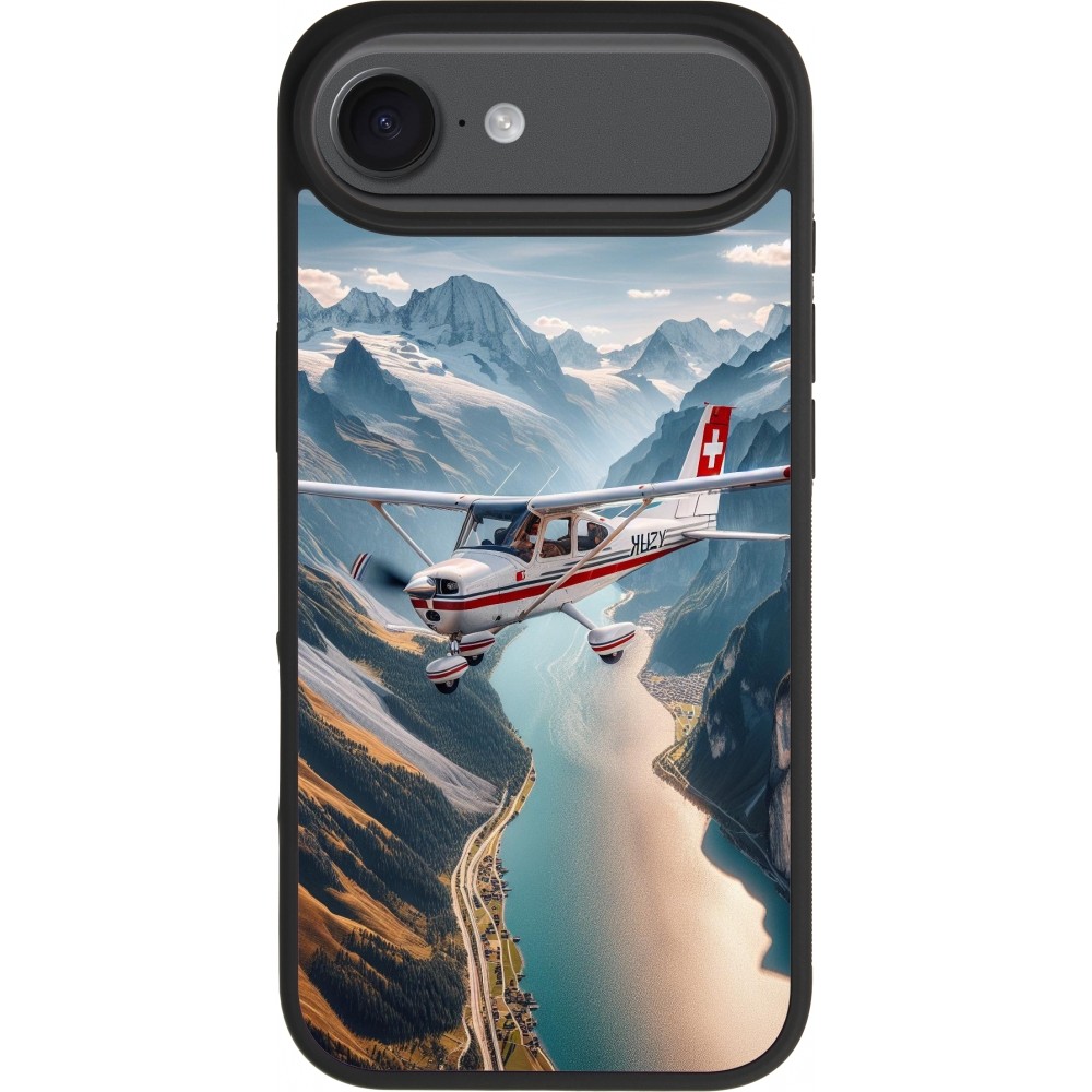 Coque iPhone 17 Air - Silicone rigide noir Vol Alpin Suisse