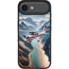 Coque iPhone 17 Air - Silicone rigide noir Vol Alpin Suisse