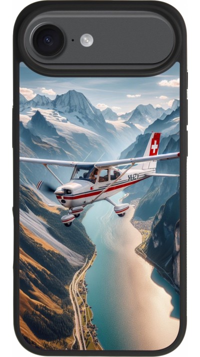 Coque iPhone 17 Air - Silicone rigide noir Vol Alpin Suisse