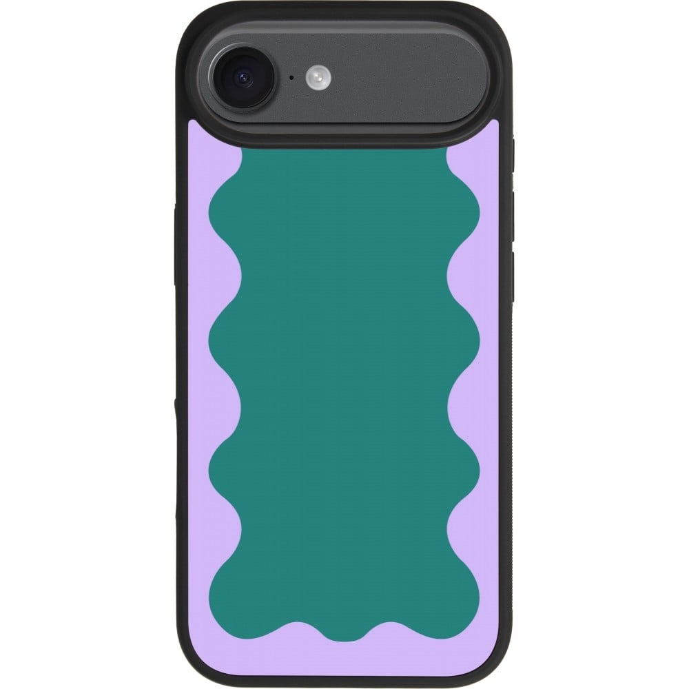 iPhone 17 Air Case Hülle - Silikon schwarz Wavy Rectangle Green Purple