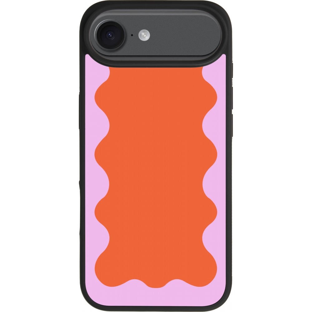 iPhone 17 Air Case Hülle - Silikon schwarz Wavy Rectangle Orange Pink