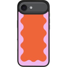 iPhone 17 Air Case Hülle - Silikon schwarz Wavy Rectangle Orange Pink