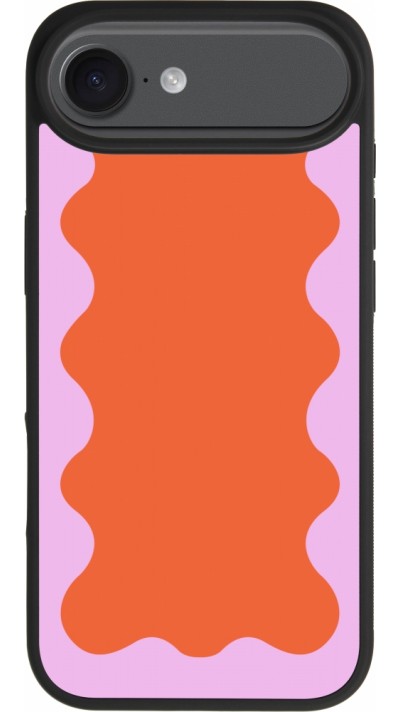 iPhone 17 Air Case Hülle - Silikon schwarz Wavy Rectangle Orange Pink